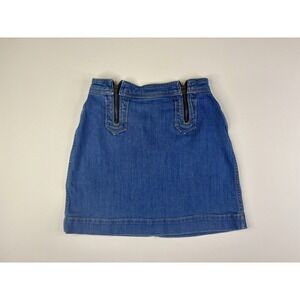 Anthropologie Pilcro The Letterpress Sz 0 Denim Zipper Front Short A-line Skirt